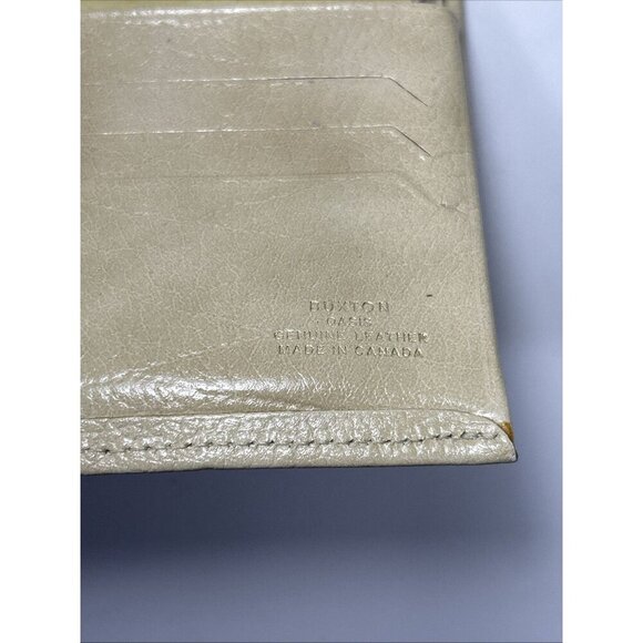 Vintage BUXTON DuoFold Wallet Cream Cowhide Leather Cards License Kiss Lock - Picture 6 of 13
